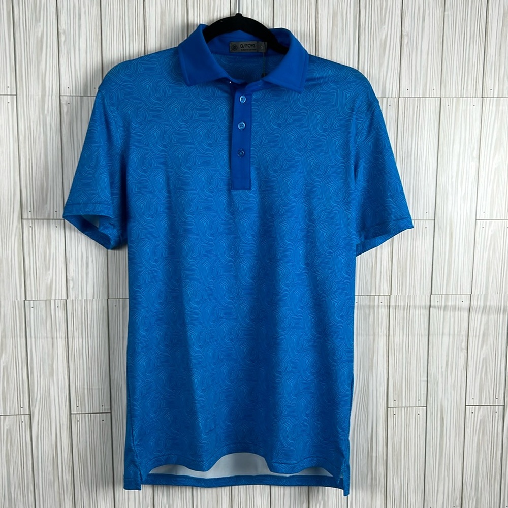 G/Fore Men’s Golf Polo Shirt Short‎ Sleeve Blue  w/Blue Print Size Small NWT/NEW